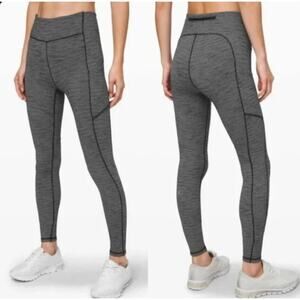 Lululemon Speed Up Tight Grey High Waisted Mid Rise Leggings Side Pockets Size 4